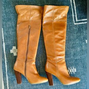 Aldo Milano Tan Over the Knee Boots with Chunky Heel size 9